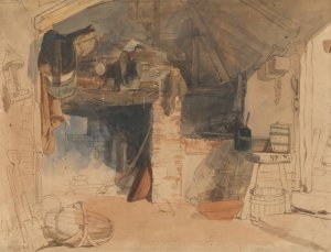 Study of a Rustic Interior Scene by William James Muller Oil Painting