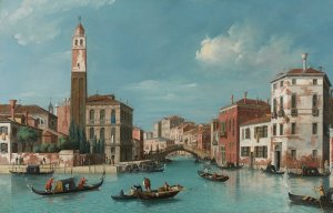 View Of The Entrance To The Cannareggio Canal With The Church Of San Geremia And The Palazzo Labia, Venice by William James Oil Painting