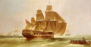 An East Indiaman Entering Madras Harbour, India