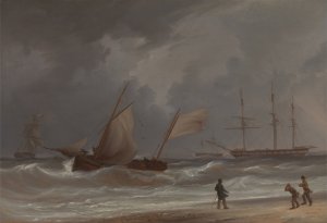 A Lugger Driving Ashore in a Gale by William Joy Oil Painting