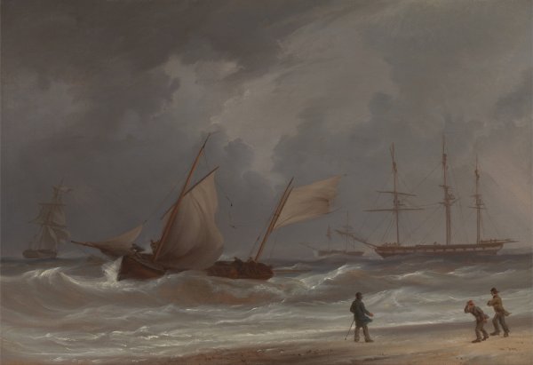 A Lugger Driving Ashore in a Gale by William Joy - Hand-Painted Oil Painting Reproduction