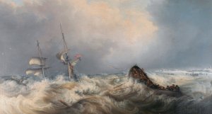Shipwreck off the coast in winter Oil painting by William Joy