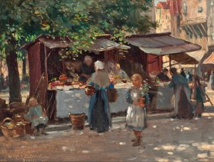 Market day, Bruges by William Kay Blacklock Oil Painting