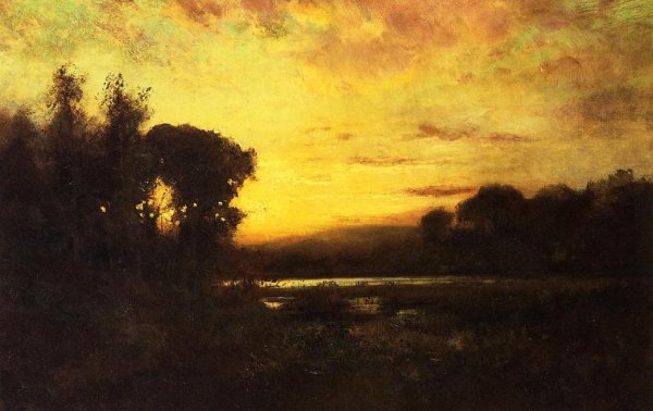 Main Product Photo of Wetlands at Sunset Painting by William Keith