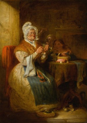 Threading the needle by William Kidd Oil Painting