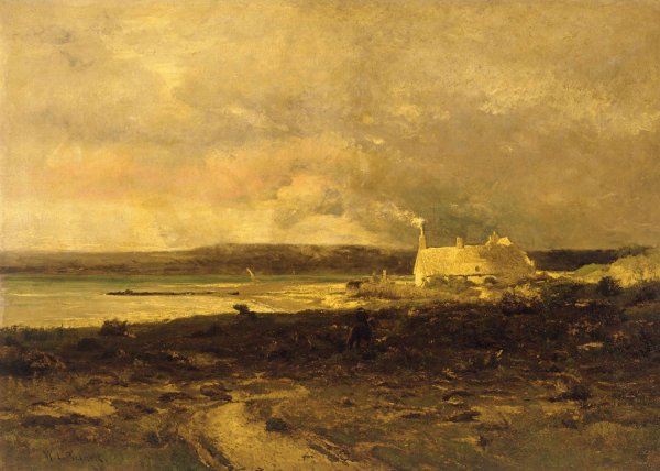 Cottage by the Sea by William Lamb Picknell - Hand-Painted Oil Painting Reproduction
