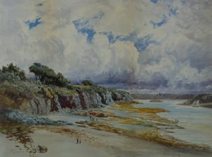 A View of a Coastal Inlet on a Cloudy Day by William Lees Judson Oil Painting