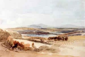 View of a Loch and Mountains, Kirkcudbrightshire by William Leighton Leitch - Oil Painting Reproduction