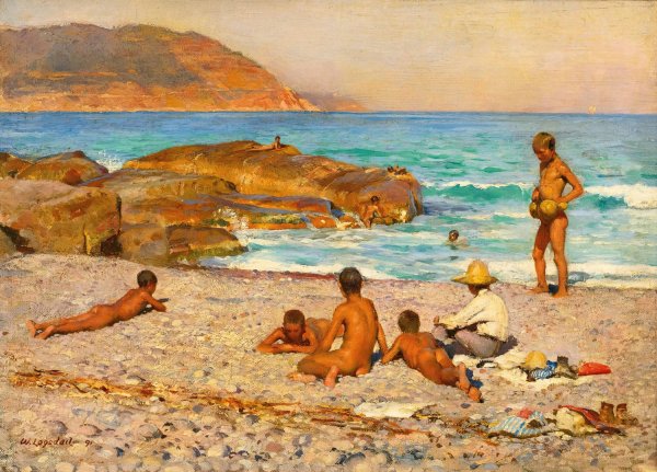 Boys Bathing  by William Logsdail - Hand-Painted Oil Painting Reproduction