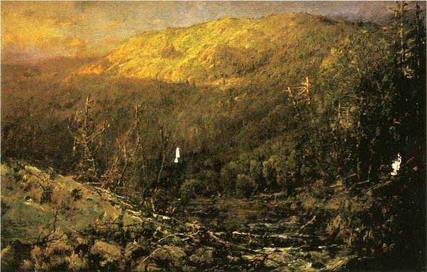A Wooded Mountain Landscape by William Louis Sonntag - Hand-Painted Oil Painting Reproduction