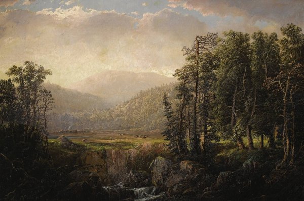 Adirondack Mountain Landscape by William Louis Sonntag - Hand-Painted Oil Painting Reproduction