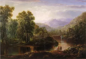 Landscape with Fishermen by William Louis Sonntag - Oil Painting Reproduction