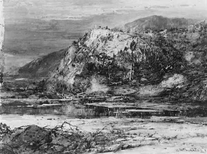 Landscape with Rocky Hills and Stream by William Louis Sonntag Oil Painting