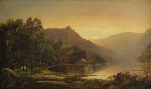 New England Mountain Lake at Sunrise by William Louis Sonntag Oil Painting
