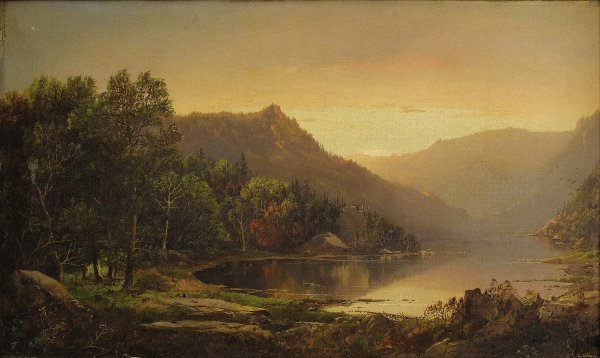 New England Mountain Lake at Sunrise by William Louis Sonntag - Hand-Painted Oil Painting Reproduction