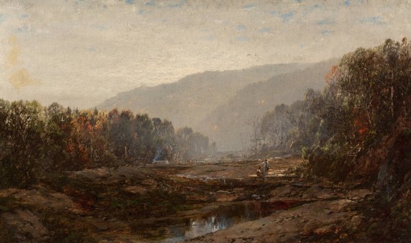 River Landscape by William Louis Sonntag - Hand-Painted Oil Painting Reproduction
