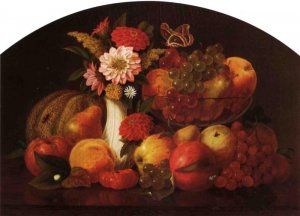 Flowers and Fruit of September by William M. Davis Oil Painting
