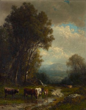 Landscape with Cattle by William M. Hart Oil Painting