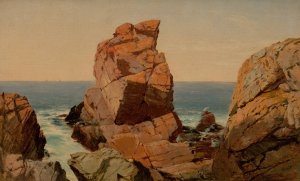 Rocks on the Shore by William M. Hart Oil Painting