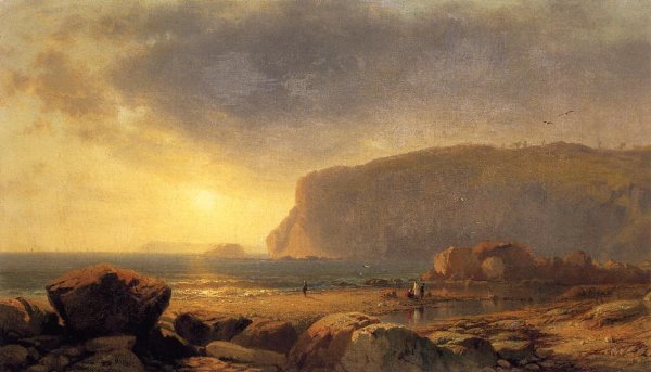 Rocky Coast at Sunset by William M. Hart - Hand-Painted Oil Painting Reproduction