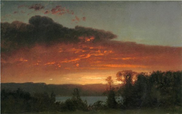 Sunset over the Lake by William M. Hart - Hand-Painted Oil Painting Reproduction
