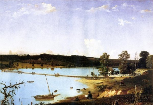 Main Product Photo of Bridge Over Hunting Lake Near Alexandria, Virginia Painting by William Macleod