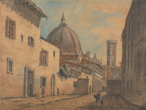 A Street in Florence with the Duomo and Campanile in the Background by William Marlow Oil Painting
