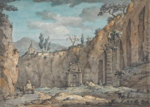 Oxcart in the Grotto at Posillipo by William Marlow Oil Painting