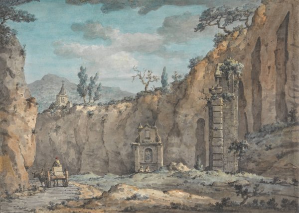 Main Product Photo of Oxcart in the Grotto at Posillipo  Painting by William Marlow