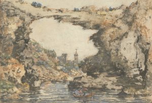 Rock Bridge at the Scuola di Virgilio by William Marlow Oil Painting