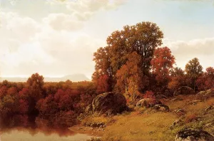 Autumn Scene on the Connecticut River by William Mason Brown Oil Painting