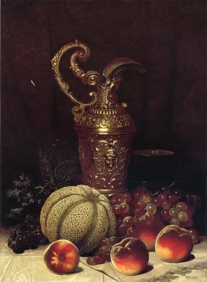 Still Life also known as Fruit and Art Objects by William Mason Brown Oil Painting