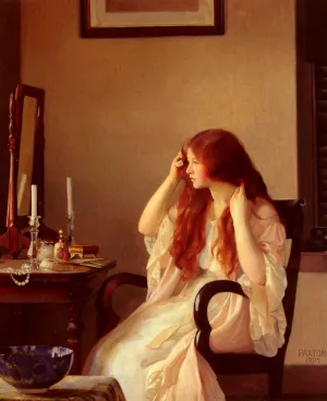 Girl Combing Her Hair by William Mcgregor Paxton - Oil Painting Reproduction