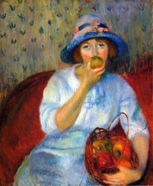 Main Product Photo of Girl with Green Apples Painting by William Mcgregor Paxton