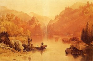 Panning Gold, California by William McIlvaine Jr. Oil Painting