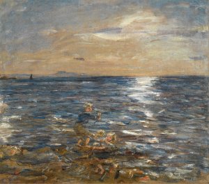 Fishing From The Rocks, Port Seton by William McTaggart Oil Painting