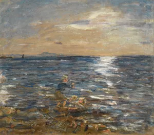 Fishing From The Rocks, Port Seton by William McTaggart Oil Painting