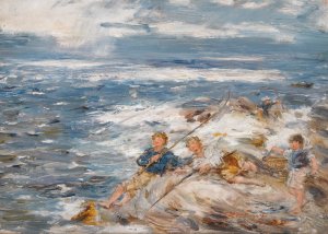 Fishing From The Rocks by William McTaggart Oil Painting