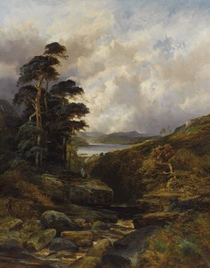 A Rushing Gorge in the Highlands by William Mellor Oil Painting