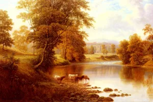 Bolton Abbey, From The Wharfe, Yorkshire Oil painting by William Mellor