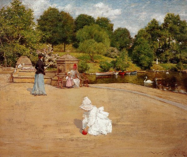 Main Product Photo of A Bit of the Terrace aka Early Morning Stroll Painting by William Merritt Chase