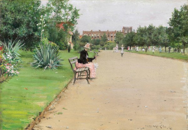 A City Park  by William Merritt Chase - Hand-Painted Oil Painting Reproduction
