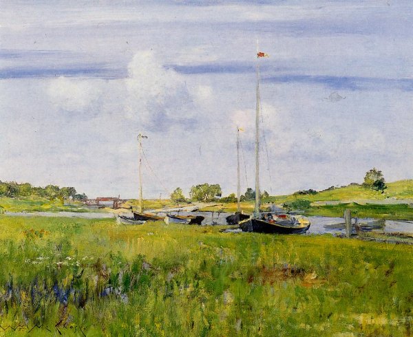 At the Boat Landing by William Merritt Chase - Hand-Painted Oil Painting Reproduction
