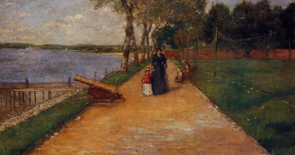 Bath Beach - a Sketch by William Merritt Chase - Hand-Painted Oil Painting Reproduction