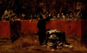 Christopher Columbus before the Spanish Council by William Merritt Chase Oil Painting