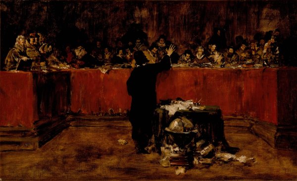 Christopher Columbus before the Spanish Council  by William Merritt Chase - Hand-Painted Oil Painting Reproduction