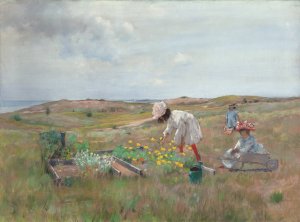 Gathering Flowers, Shinnecock, Long Island by William Merritt Chase Oil Painting