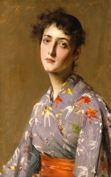 Girl In A Japanese Costume by William Merritt Chase - Hand-Painted Oil Painting Reproduction