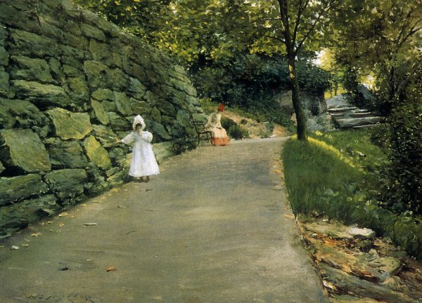 In the Park - a By-Path by William Merritt Chase - Hand-Painted Oil Painting Reproduction