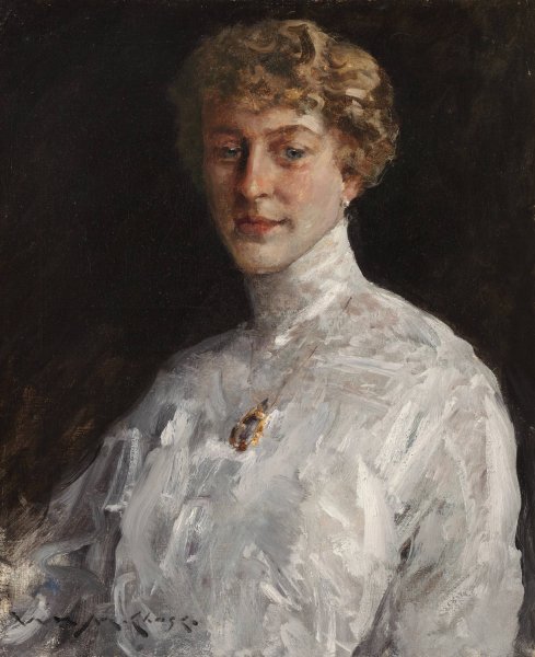 Lady in a White Blouse  by William Merritt Chase - Hand-Painted Oil Painting Reproduction